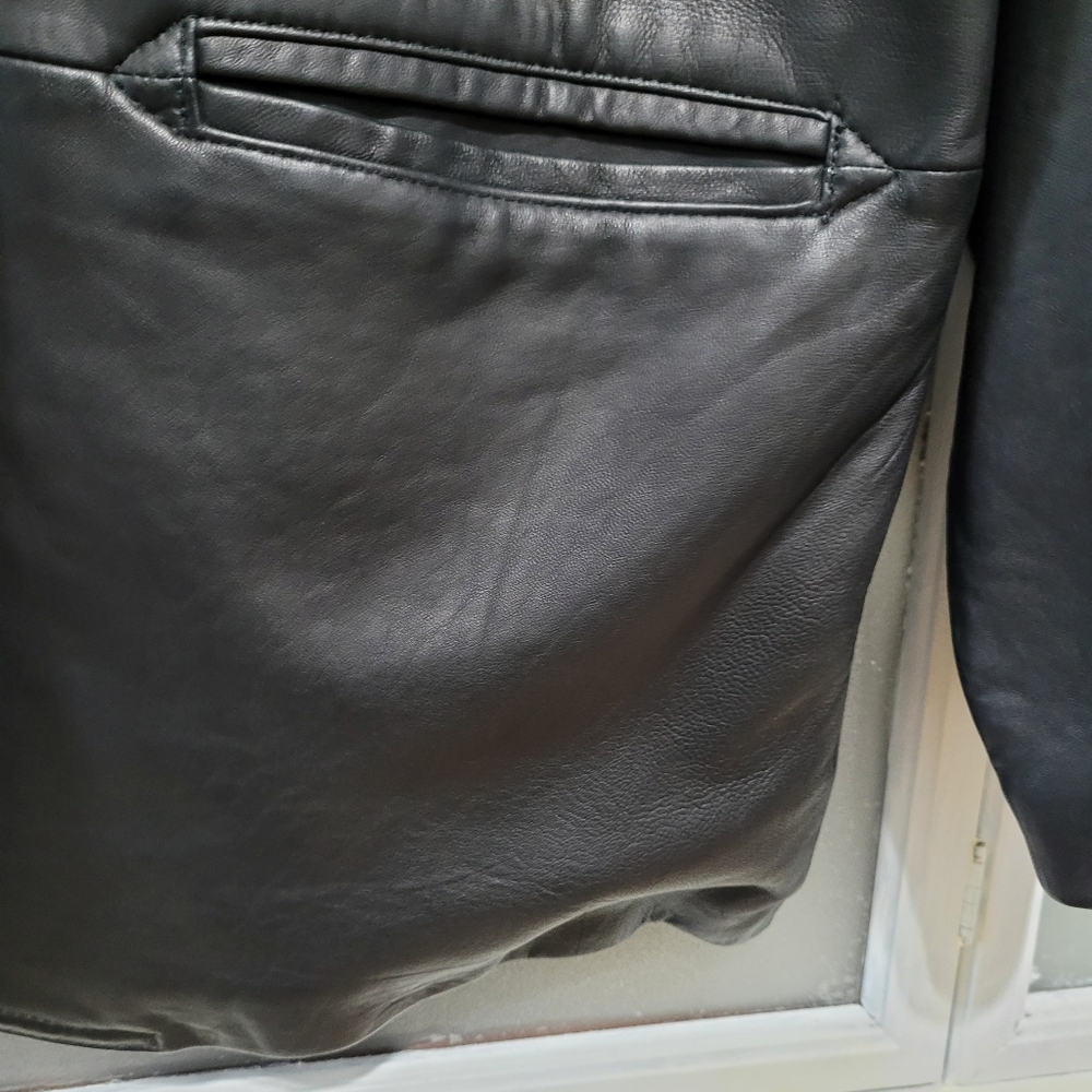 Vintage Leather Black Women's 1980's Jacket Blazer Retro shoulder pads - Picture 8 of 16